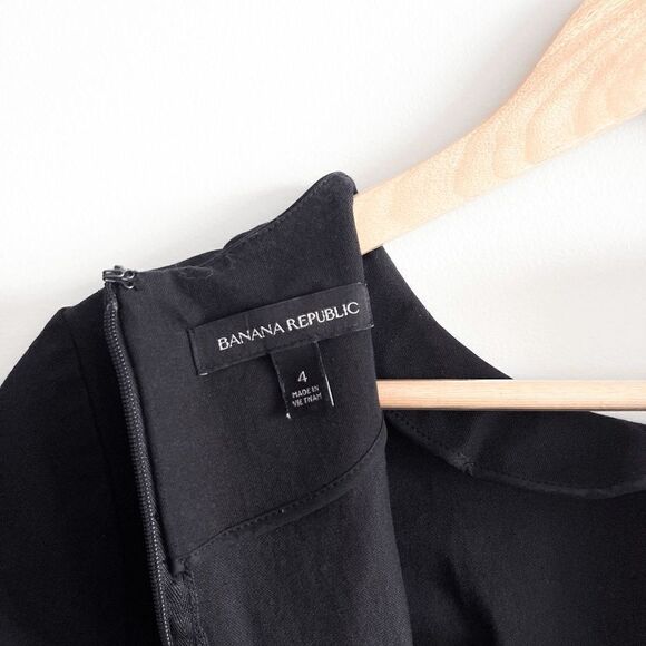 Banana Republic Women's Whipstitch Dress Lace Stitch Short Sleeve Black Size 4 - Picture 3 of 7